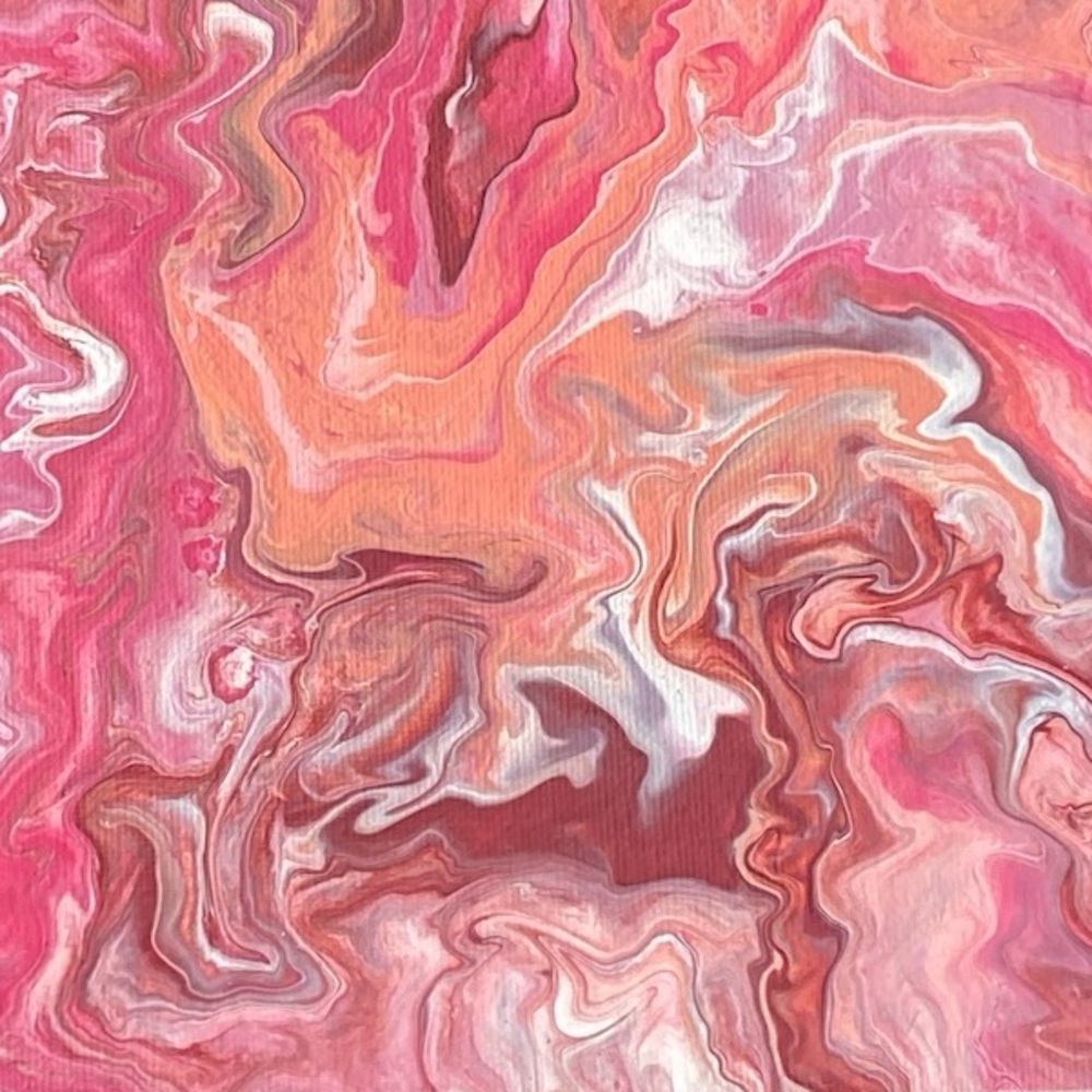 Pink Coral Fluid Art Painting Canvas Board 10x10 Handcrafted by Svetlana Yeung - Picture 5 of 14